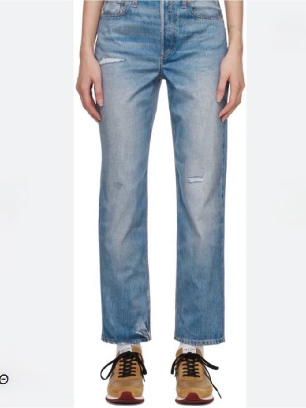 rag & bone Women's Blythe Light Blue Distressed Straight-Leg Jeans